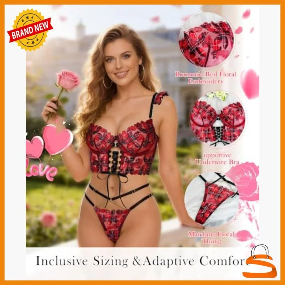 Lace Teddy Babydoll Set with Adjustable Lace-up Front and Strappy Back
